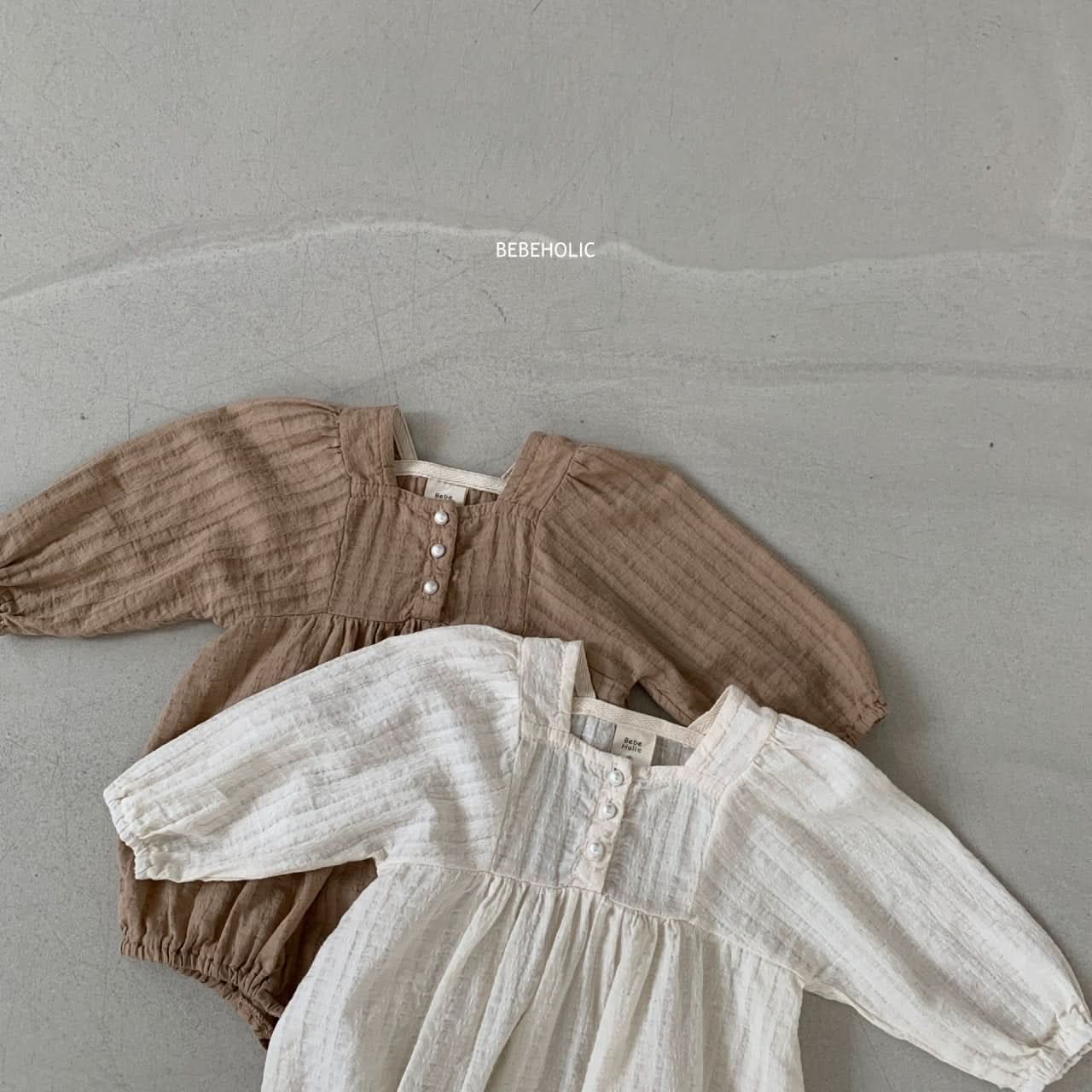Baby BH Pearl Button Bubble Romper (3-18m) - Cream - AT NOON STORE