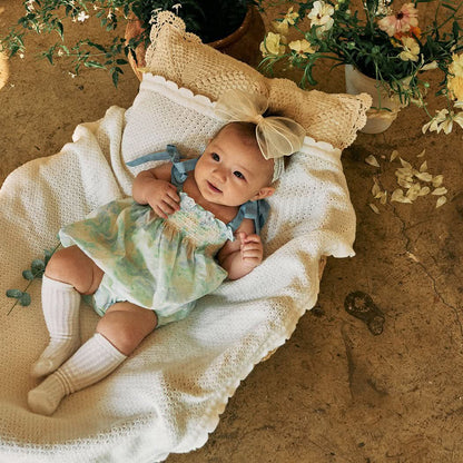 Baby Milk Tie-Shoulder Romper (0-24m) - Green - AT NOON STORE