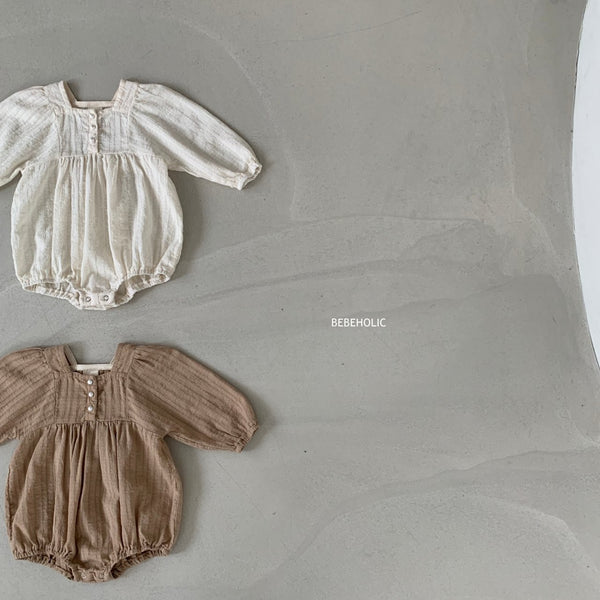 Baby BH Pearl Button Bubble Romper (3-18m) - Brown