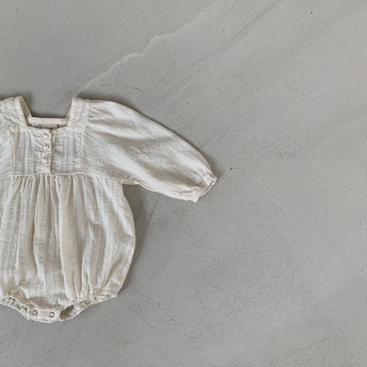 Baby BH Pearl Button Bubble Romper (3-18m) - Cream - AT NOON STORE