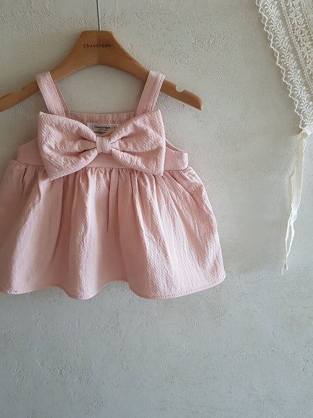 Baby Sleeveless Bow Dress (6-12m) - Pink