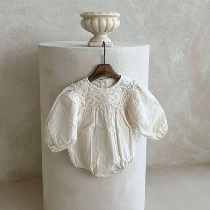Baby Floral Embroidered Yoke Bubble Romper (0-24m) - AT NOON STORE