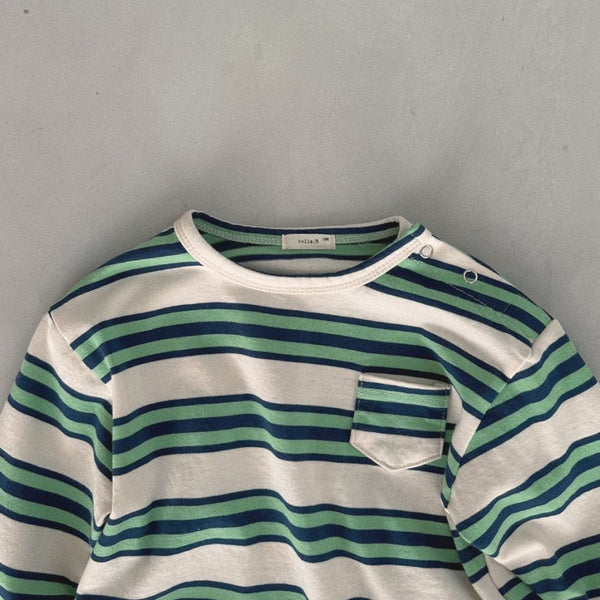 Baby Bella Stripe Pocket Top (3-18m) - Green - AT NOON STORE