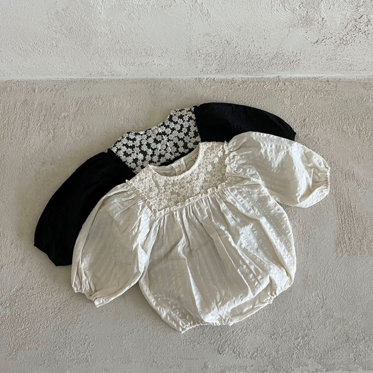 Baby Floral Embroidered Yoke Bubble Romper (0-24m) - AT NOON STORE