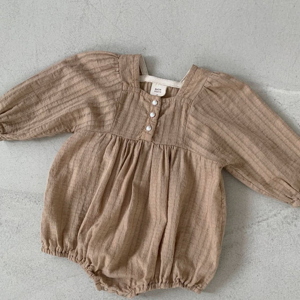 Baby BH Pearl Button Bubble Romper (3-18m) - Brown