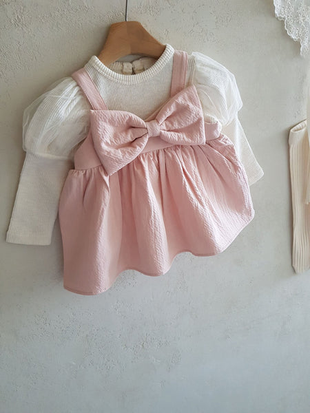 Baby Sleeveless Bow Dress (6-12m) - Pink