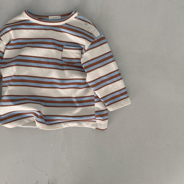 Baby Bella Stripe Pocket Top (3-18m) - Brown - AT NOON STORE