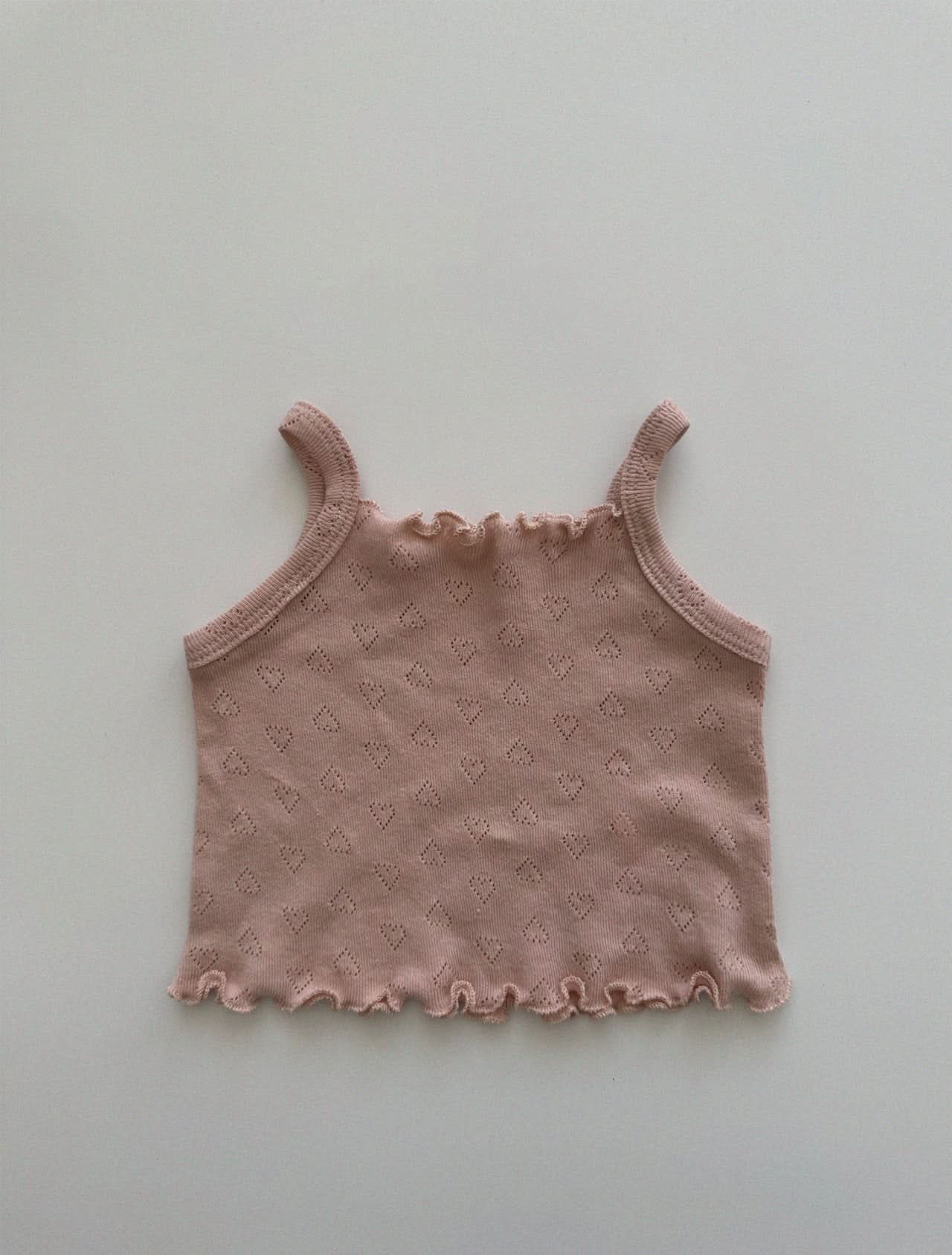 Toddler Heart Pointelle Lettuce-Edge Cami Top (0-5y) - 3 Colors - AT NOON STORE