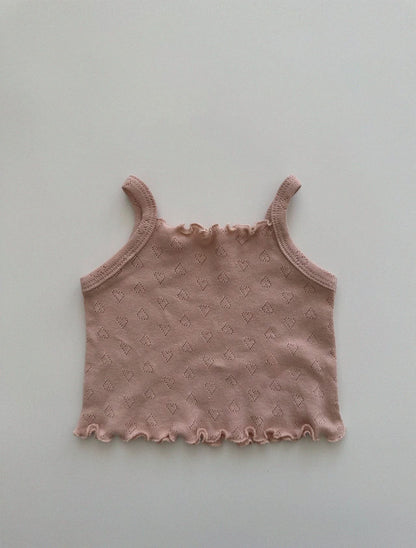 Toddler Heart Pointelle Lettuce-Edge Cami Top (0-5y) - 3 Colors - AT NOON STORE