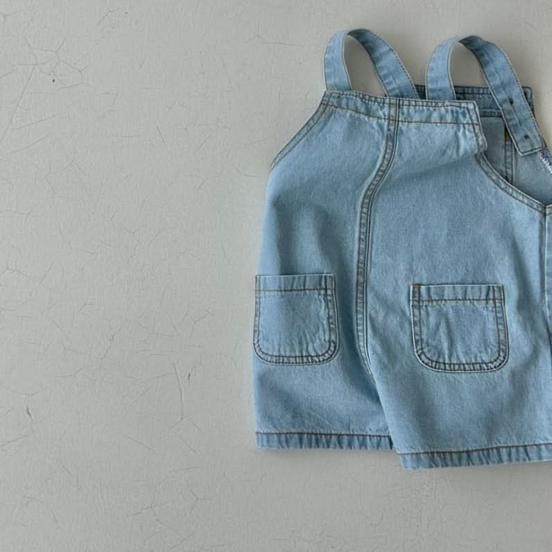Toddler Land Denim Shortalls (1-5y) - Blue - AT NOON STORE