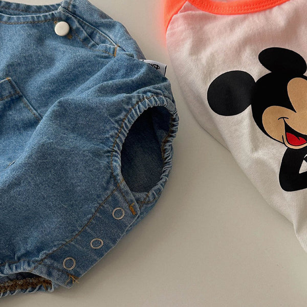 Baby Mickey and Friends Embroidery Shortalls (12-18m) - 2 Colors