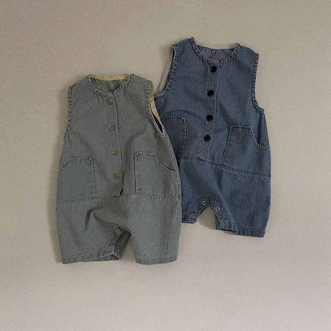 Baby Toddler Denim Jumpsuit (3-36m) - Light Blue - AT NOON STORE