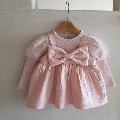 Baby Puff Sleeve Ribbed Top (6-12m) -Pink - AT NOON STORE