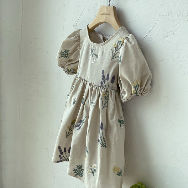 Toddler Milk Milk Floral Embroidery Dress (2-5y) - AT NOON STORE