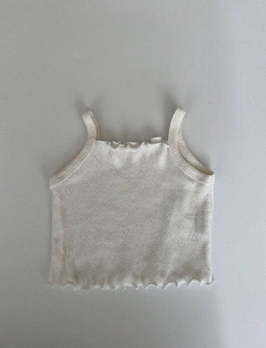 Toddler Heart Pointelle Lettuce-Edge Cami Top (0-5y) - 3 Colors - AT NOON STORE