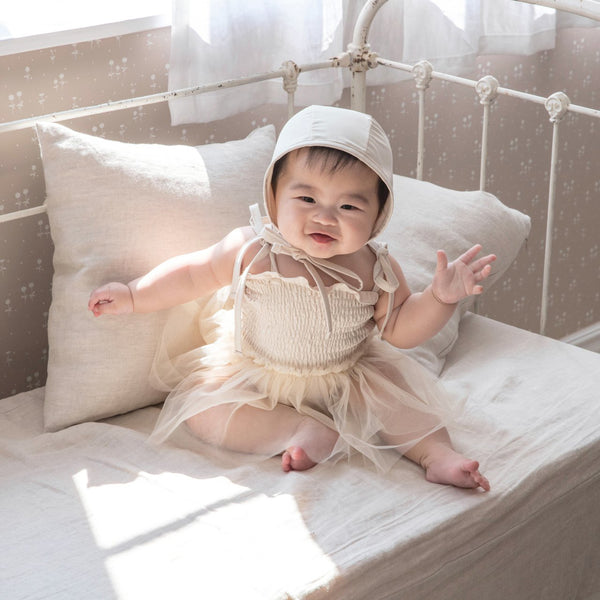 Toddler Smocked Bodice Tutu Swimsuit and Hat Set (1-5y)
