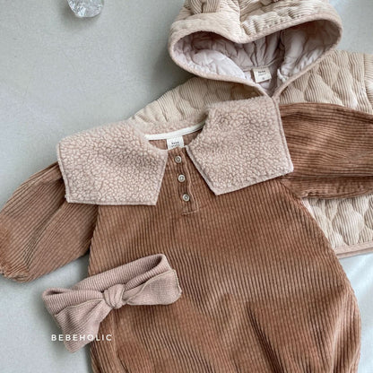 Baby BH Sherpa Collar Corduroy Romper (6-18m) - Brown - AT NOON STORE