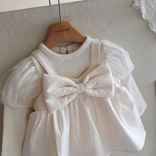 Baby Puff Sleeve Ribbed Top (6-18m) - Ivory