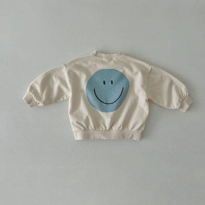 Kids Land Smiley Face Sweatshirt (1-5y) - Cream - AT NOON STORE