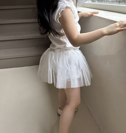 Toddler Heart Pointelle Lettuce-Edge Sleeveless Top (4-5y) - Ivory - AT NOON STORE