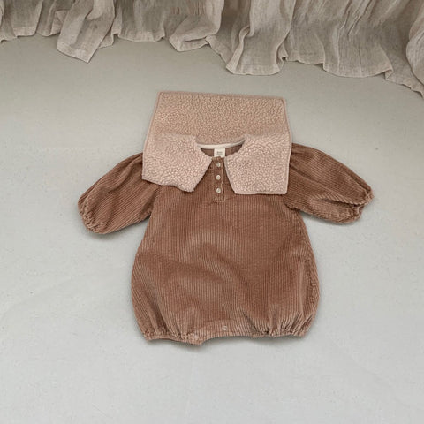 Baby BH Sherpa Collar Corduroy Romper (6-18m) - Brown - AT NOON STORE