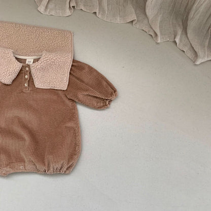Baby BH Sherpa Collar Corduroy Romper (6-18m) - Brown - AT NOON STORE