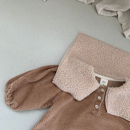 Baby BH Sherpa Collar Corduroy Romper (6-18m) - Brown - AT NOON STORE