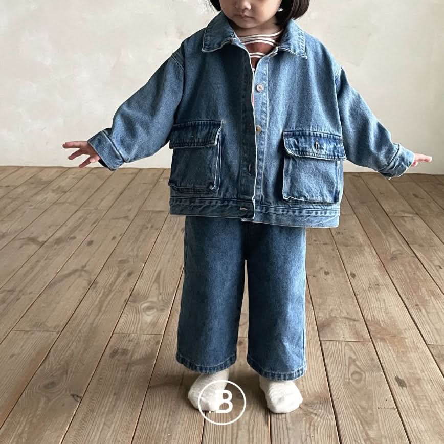 Kids Denim Jacket (1-2y) - Blue - AT NOON STORE