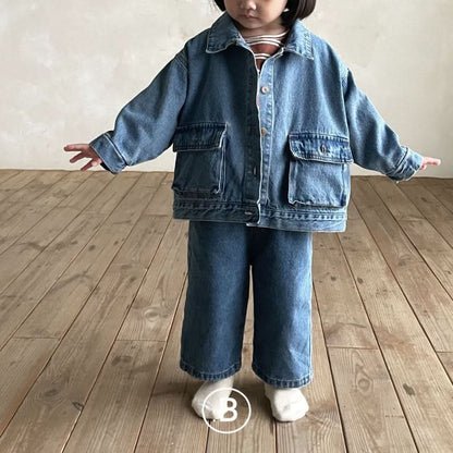 Kids Denim Jacket (1-2y) - Blue - AT NOON STORE