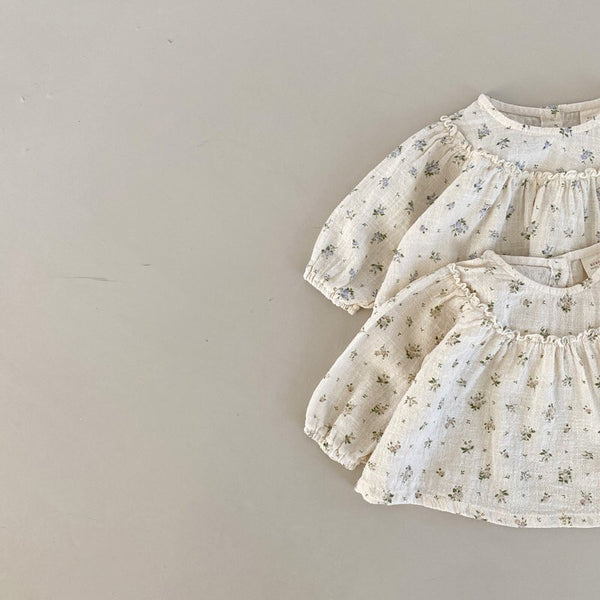Baby BH Ruffle Yoke Floral Top (3-18m) - Beige Floral - AT NOON STORE