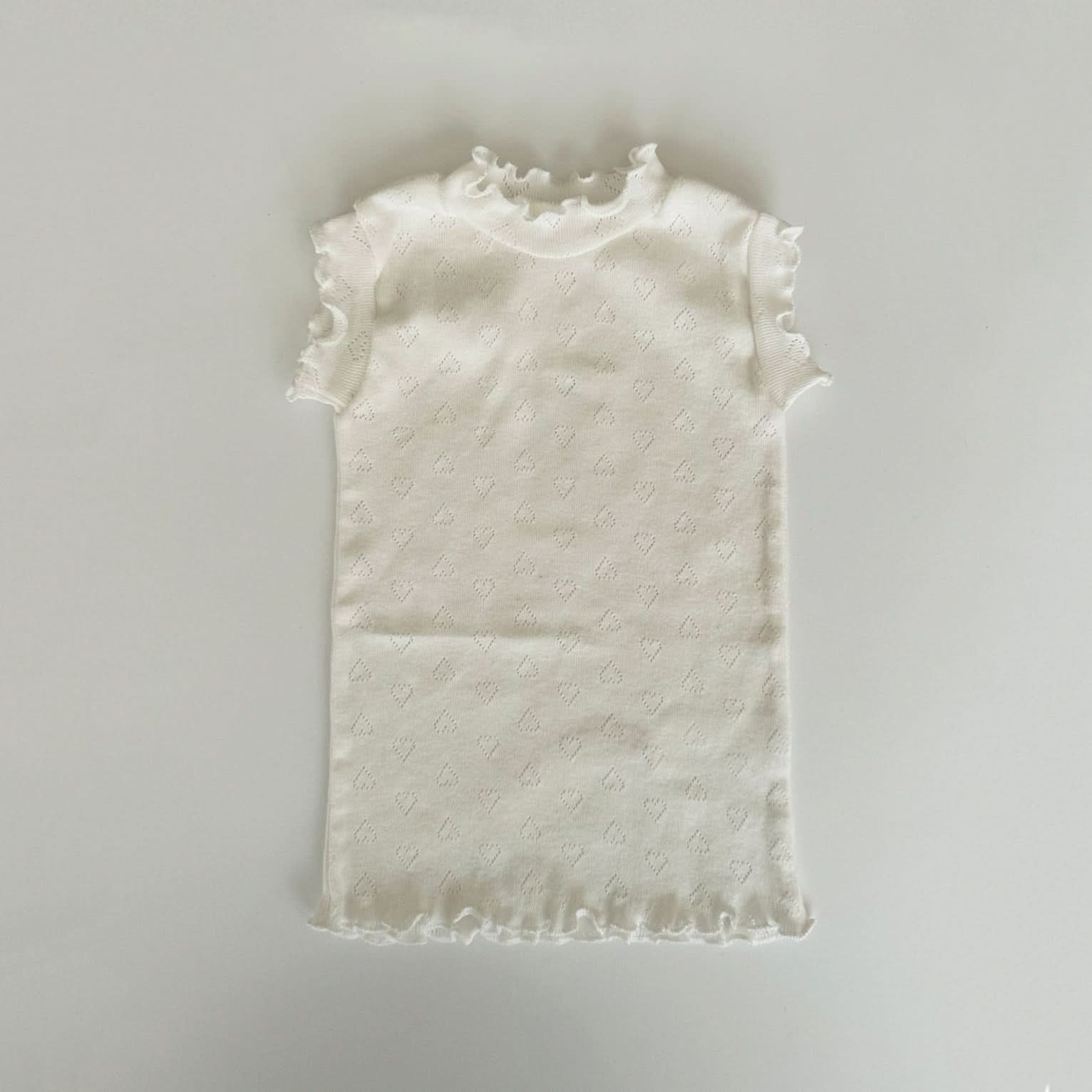 Toddler Heart Pointelle Lettuce-Edge Sleeveless Top (4-5y) - Ivory - AT NOON STORE