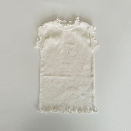 Toddler Heart Pointelle Lettuce-Edge Sleeveless Top (4-5y) - Ivory - AT NOON STORE