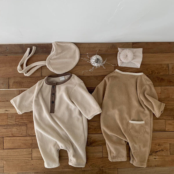 Baby Button Fleece Jumpsuit  (0-24m) - 2 Colors - AT NOON STORE
