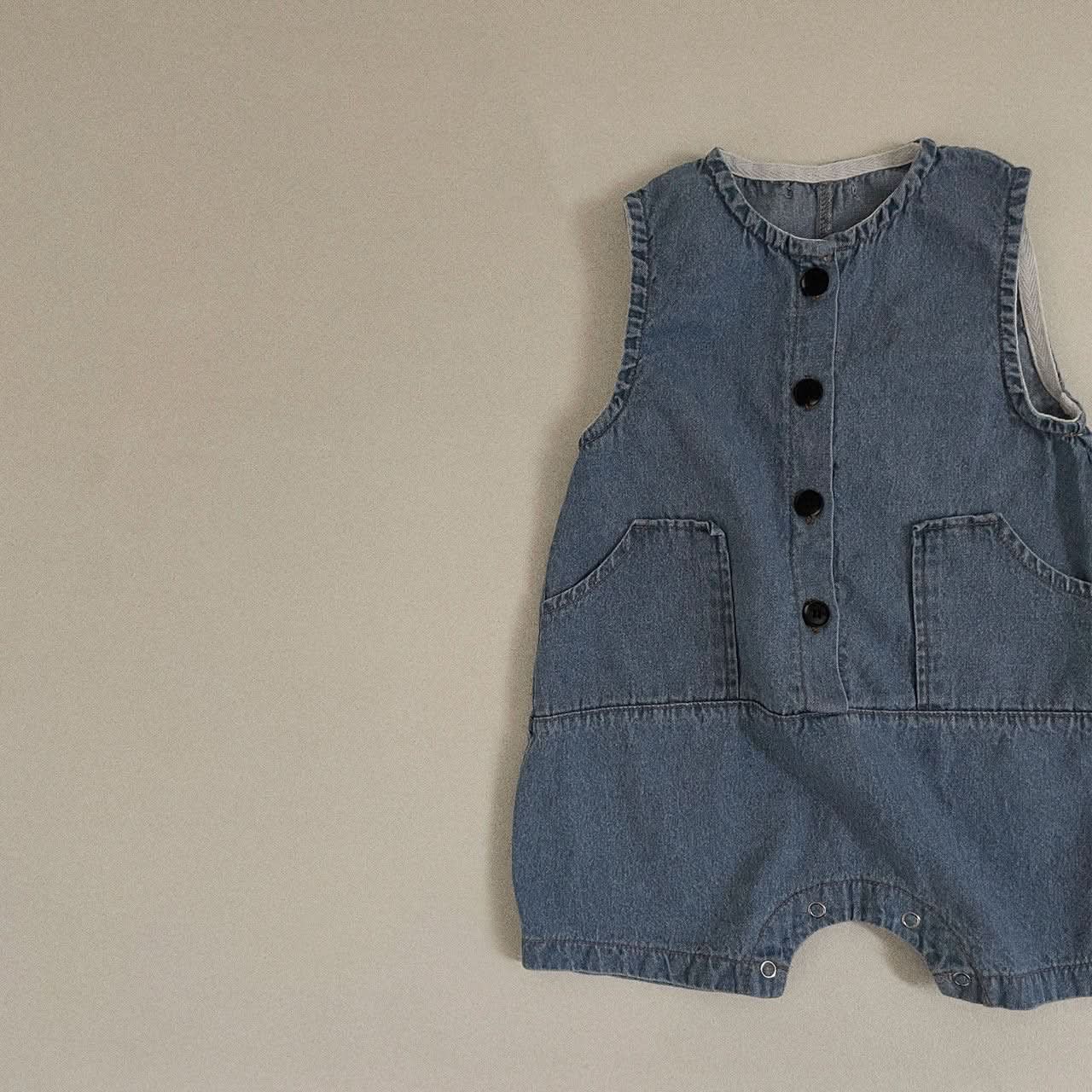 Baby Toddler Denim Jumpsuit (3-9m) - Dark Blue - AT NOON STORE
