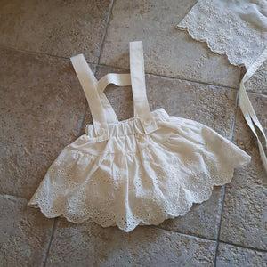 Baby Suspender Embroidered Skirted Bloomer (6-18m) - Cream