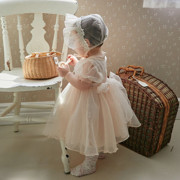 Baby Floral Lace Organza Bonnet (0-18m)