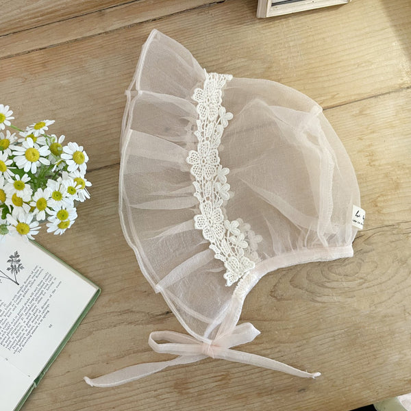 Baby Floral Lace Organza Bonnet (0-18m)