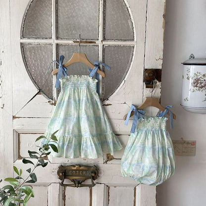 Baby Milk Tie-Shoulder Romper (0-24m) - Green - AT NOON STORE