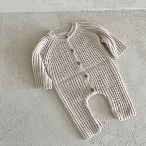 Baby Ribbed Sweater Knit Romper (0-18m)- Ivory - AT NOON STORE