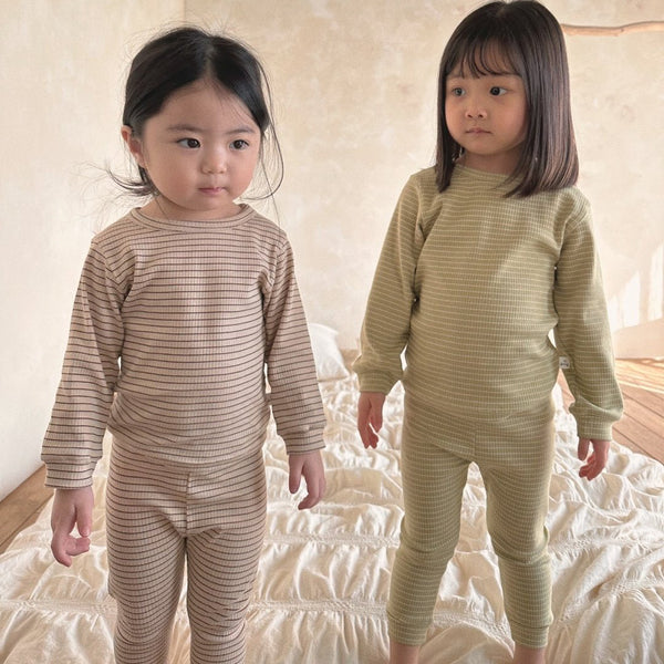 Toddler Striped Top and Pants Set (1-5y) - Beige - AT NOON STORE