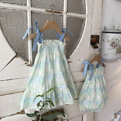 Baby Milk Tie-Shoulder Romper (0-24m) - Green - AT NOON STORE