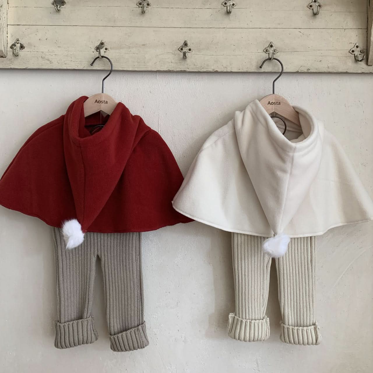 Kids Aosta Fleece Pompom Cone Cape (0 - 5y) - 2 Colors kids outfit