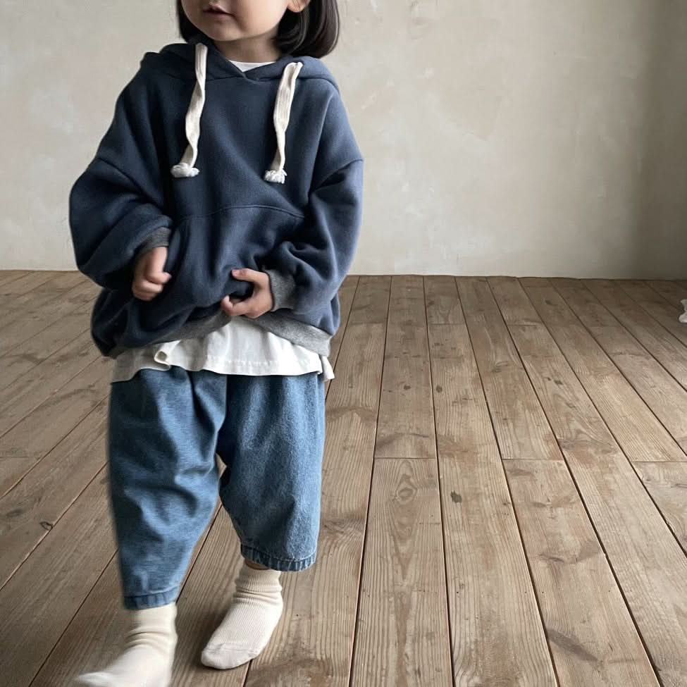 Kids Bella Kangaroo Pocket Cotton Hoodie (1-5y) - Blue kids outfit