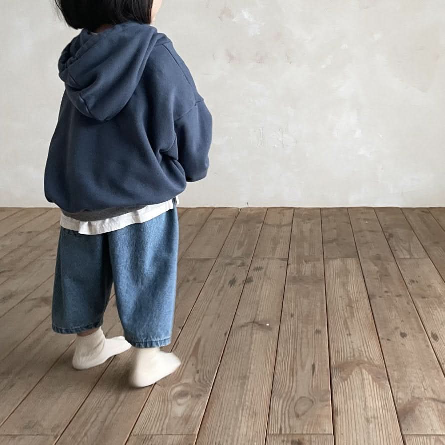 Kids Bella Kangaroo Pocket Cotton Hoodie (1-5y) - Blue kids outfit