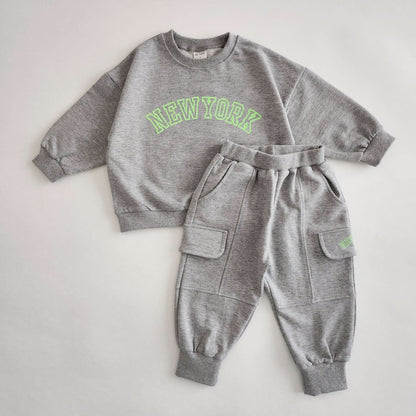 Kids New York Sweatshirt & Cargo Jogger Pants Set (1 - 5yrs) - 2 Colors kids outfit