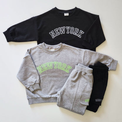 Kids New York Sweatshirt & Cargo Jogger Pants Set (1 - 5yrs) - 2 Colors kids outfit