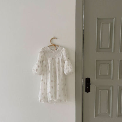 Kids Puff Sleeve Tulle Dress (2 - 5y) - Flower kids outfit