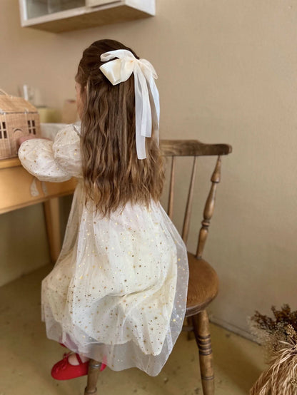 Kids Puff Sleeve Tulle Dress (2 - 5y) - Stars kids outfit