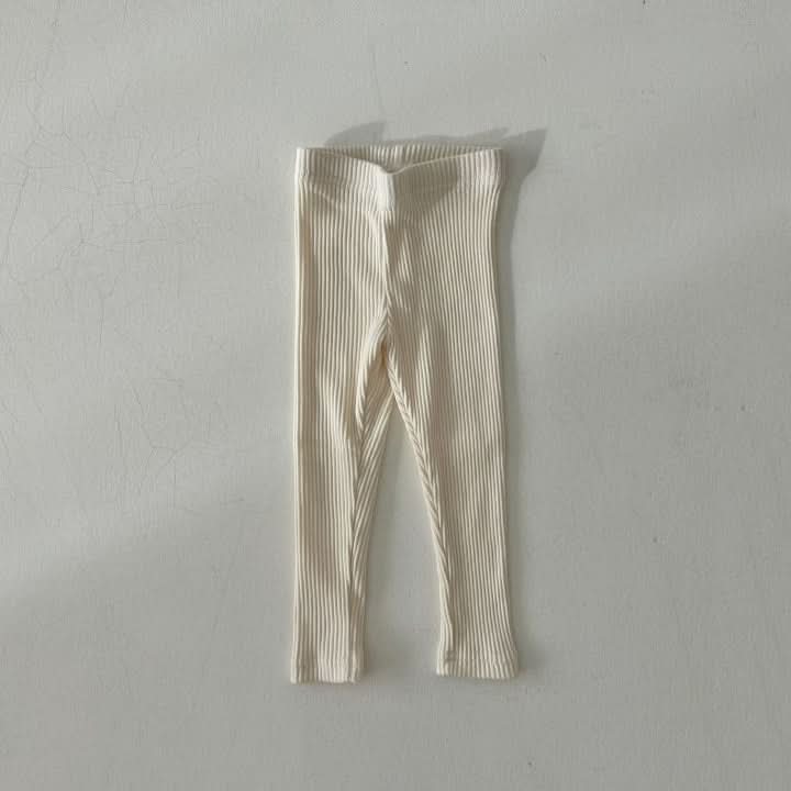 Kids Ribbed Basic Leggings (1-6y) - Cream kids outfit