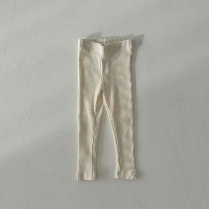 Kids Ribbed Basic Leggings (1-6y) - Cream kids outfit